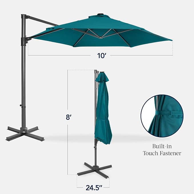 Best Choice Products 10ft Offset Cantilever Hanging Market Patio Umbrella - Image 2