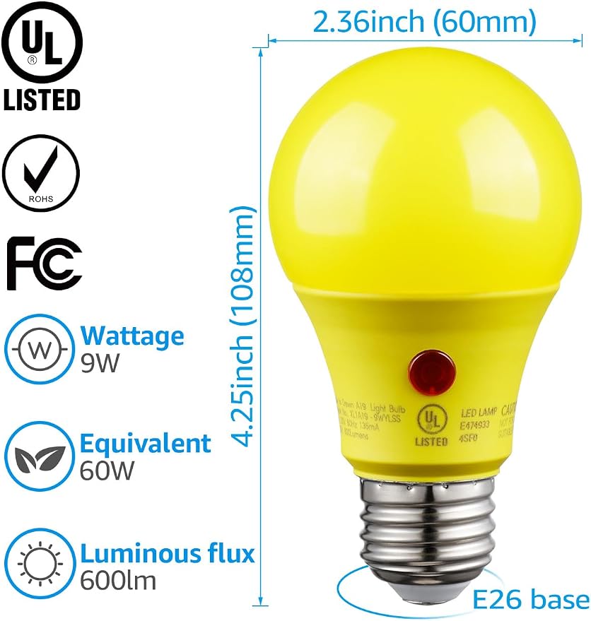 TORCHSTAR Yellow Dusk to Dawn Light Bulbs Outdoor, Sensor A19 LED Light Bulb - Image 6