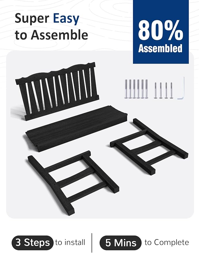 Outdoor Bench Weatherproof, 2-Person Garden Benches - Image 4
