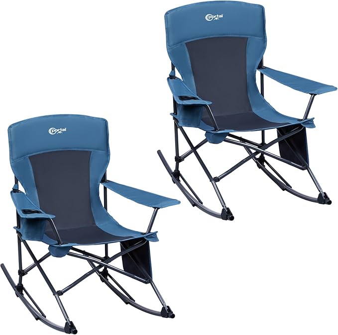 Portal Folding Camping Rocking Chair Portable Outdoor Rocker High Back Cup by PORTAL