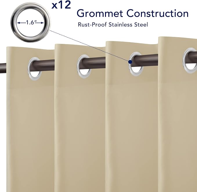 PureFit Outdoor Curtains for Patio Waterproof Weatherproof, UV and Fade - Image 4