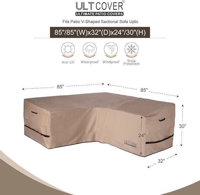 ULTCOVER Patio V-Shaped Sofa Cover Waterproof - Image 2