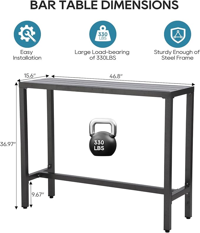 Outdoor Bar Table, Patio Console Pub Height Tables - Image 3
