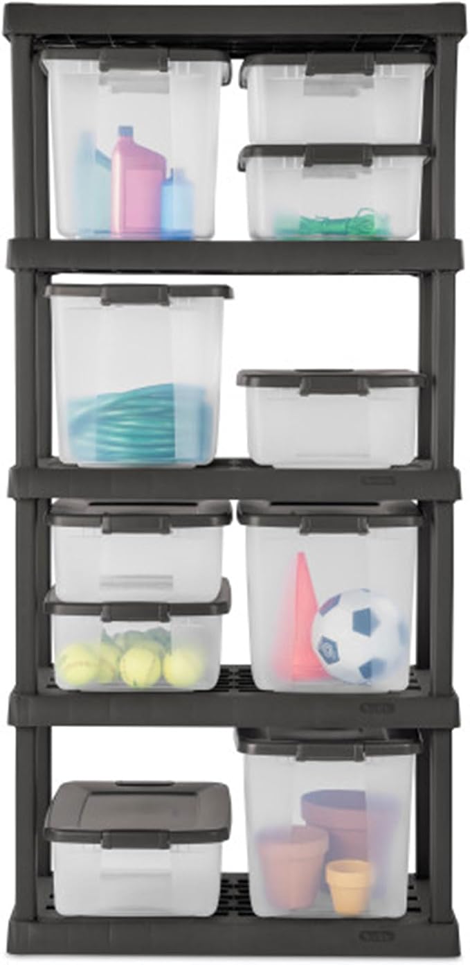 Sterilite 18-Pack Plastic Storage Bins w/ Lids, Shelf Totes Clear Containers - Image 8