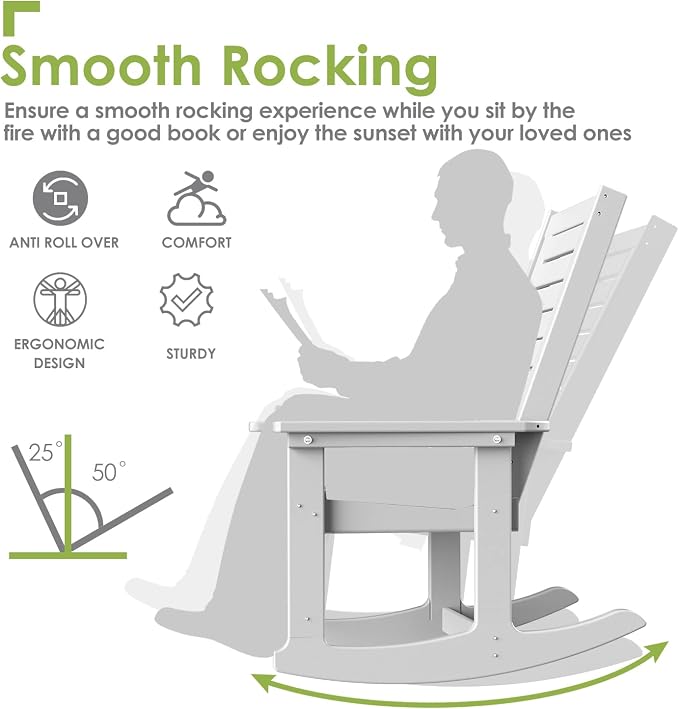 GREENVINES Outdoor Rocking Chair Set | 3-Piece | 2 Rocking Chairs - Image 5