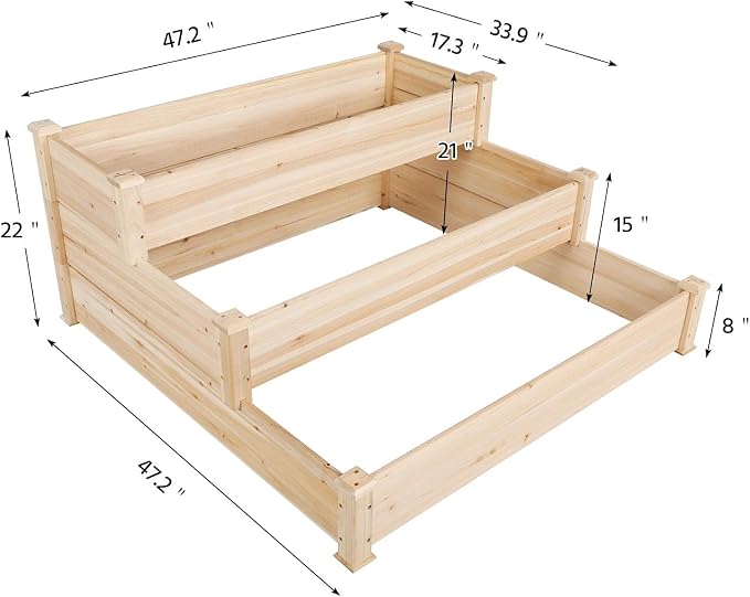 Yaheetech 3 Tier 47 x 47 x 22in Raised Garden Bed Horticulture Outdoor Elevated - Image 5