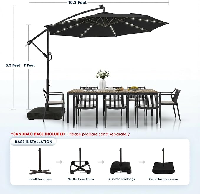 wikiwiki 10ft Solar LED Patio Umbrella - Image 5