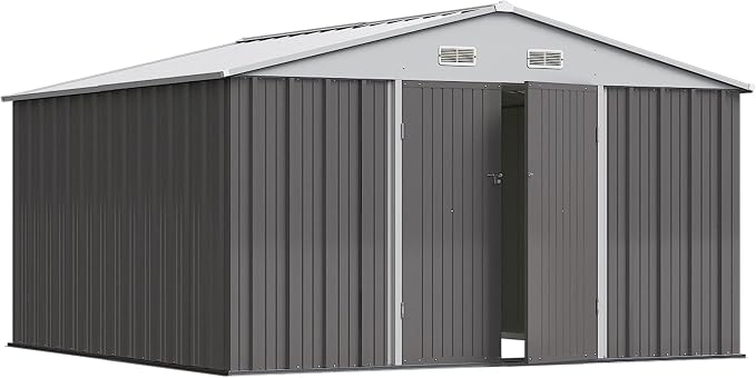 Greesum 10×10FT Outdoor Storage Shed, Metal Patio Storaged Sheds by BuynowfromGreesum