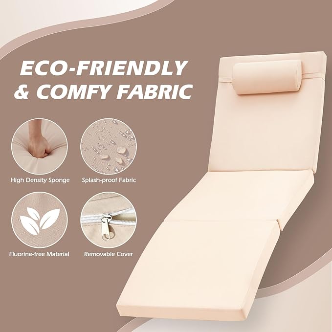 Chaise Lounge Chairs Outdoor Comfy Outside Wicker Patio Pool Lounge Chair w/ 5 - Image 3