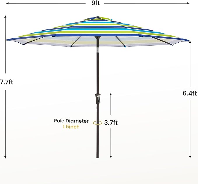 MEWAY 9ft Patio Umbrella Outdoor Table Umbrellas - Image 7