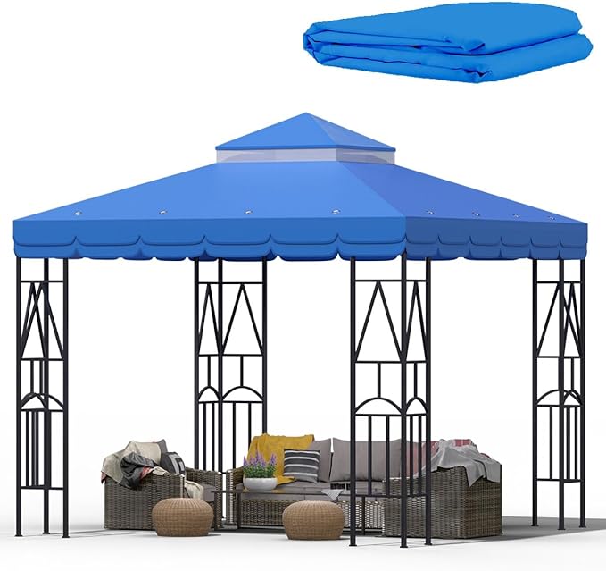 10x10 Canopy Replacement Top Double Tiered Gazebo Cover by Unknown