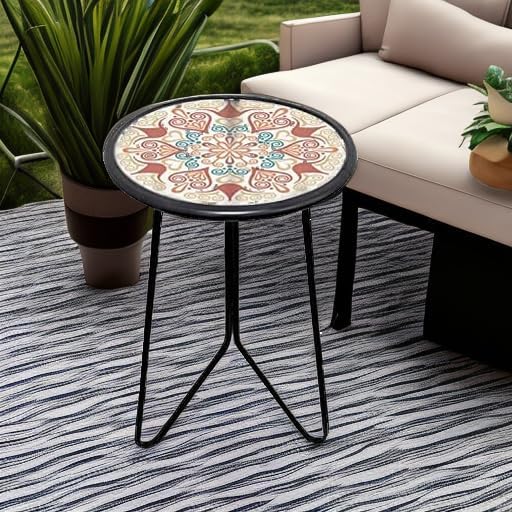 LIFFY Outdoor Metal Side Table, Indoor Round Home Decorative End Table - Image 5