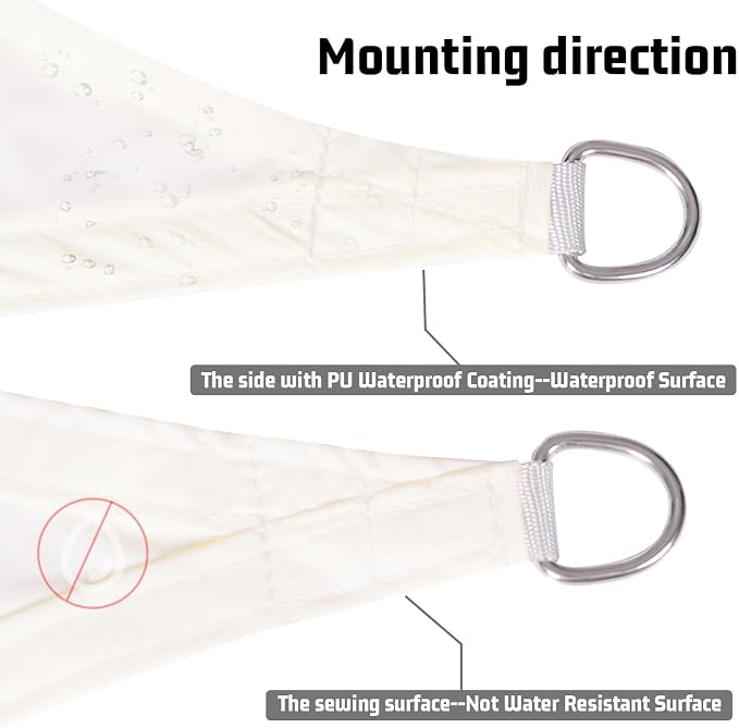 LOVE STORY Right Triangle 10'x18'x20.6' Waterproof Sun Shade Sail Canopy UV - Image 4