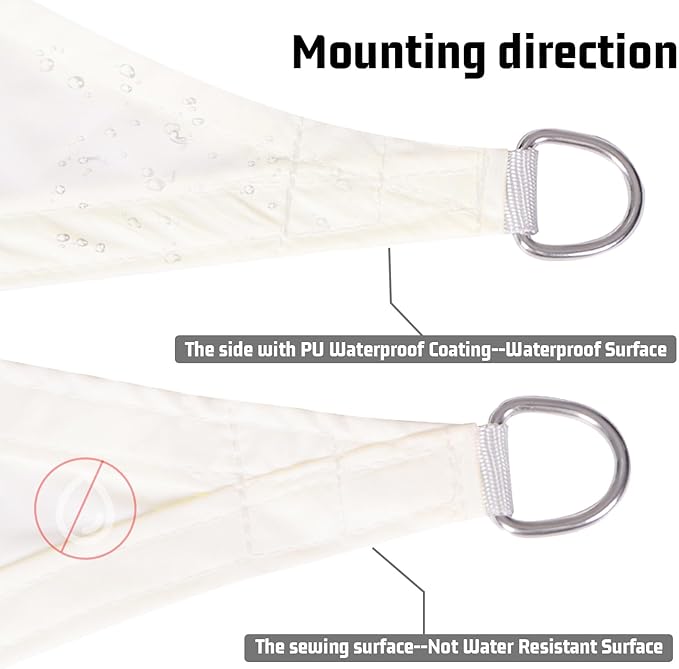 LOVE STORY Right Triangle 8'x11'x13.6' Waterproof Sun Shade Sail Canopy UV Block - Image 4