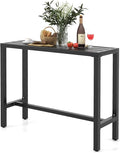 COSTWAY Outdoor Bar Table 48-inch Wide, Narrow Counter Height Dining Table by COSTWAY