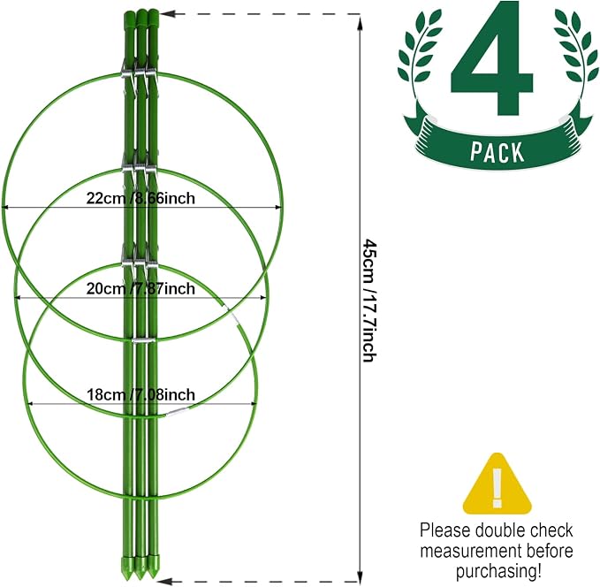 LEOBRO 4 PCS Plant Support Cages, Tomato Cages, Metal Garden Plant Support Ring - Image 2