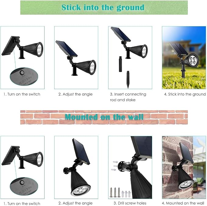 URPOWER Solar Lights Waterproof Solar Lights Outdoor 2-in-1 Adjustable Solar - Image 5