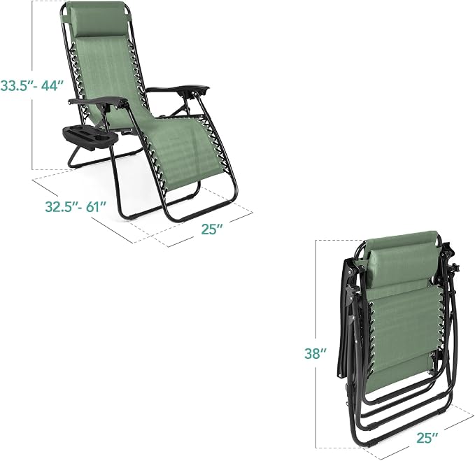 Best Choice Products Set of 2 Adjustable Steel Mesh Zero Gravity Lounge Chair - Image 3