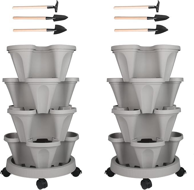 Vertical Planter 4 Tier Stackable Planters Garden Planters Strawberry Herb by GameXcel