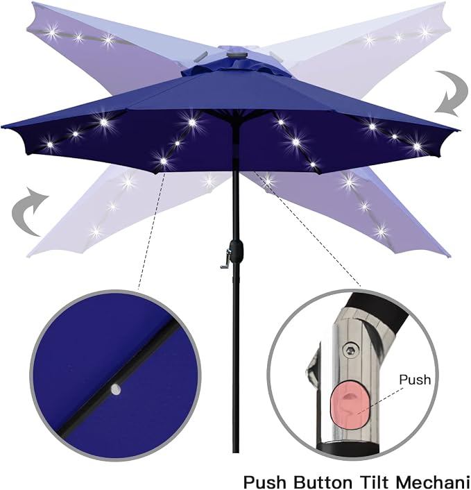 Sunnyglade 9' Solar LED Lighted Patio Umbrella - Image 3