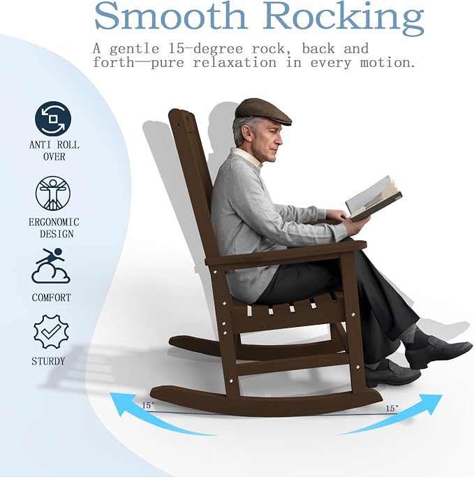 Oversized Rocking Chair Set of 2, Outdoor Rocking Chair - Image 10