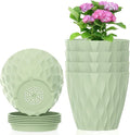 4 inch Small Plastic Nursery Pots, 5 Pack Water Ripples Plant Pots by Meowell