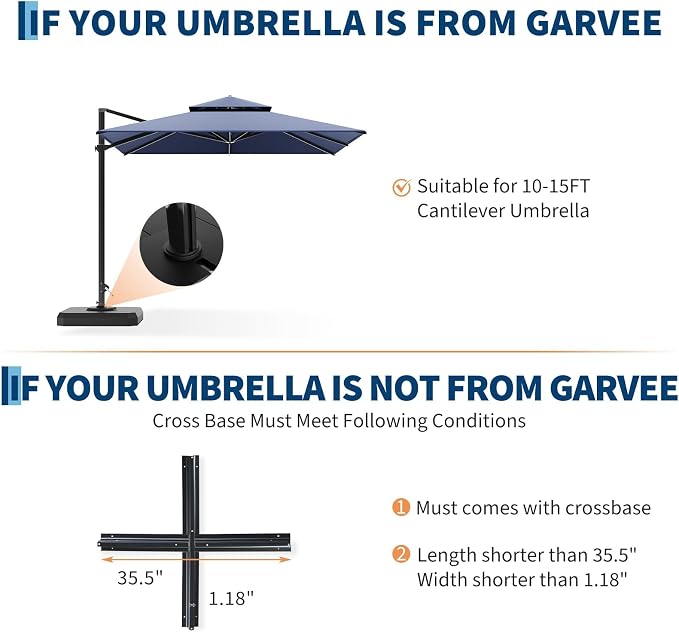 Garvee 4Pcs Patio Umbrella Base 330lb Capacity Cantilever Umbrellas Weight - Image 3