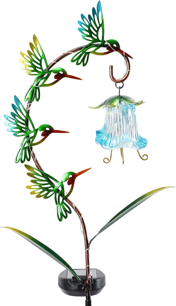 Bshine Solar Hummingbird Lights Outdoor Garden Decoration, Metal Stake - Image 7