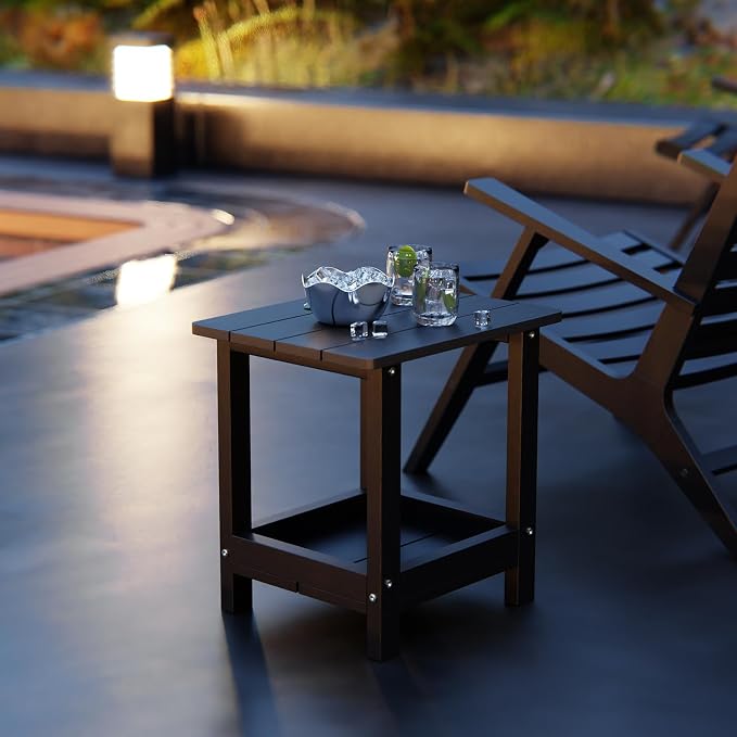 Outdoor Side Table for Garden, Living Room Adirondack Tables for Outside 2-Tier - Image 8