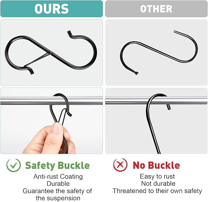 Navona 40 Pcs S Hooks for Hanging Heavy Duty, 3.5-inch Heavy Duty Metal S Hook - Image 5