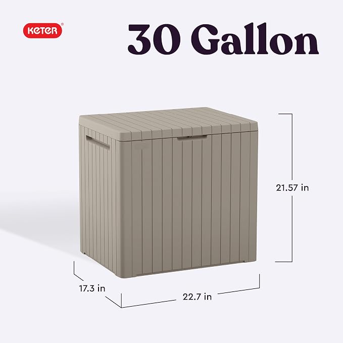 Keter City 30 Gallon Resin Outdoor Storage Box & Patio Side Table - Image 2