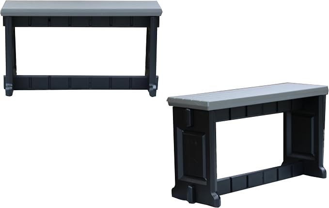 Bench, Deep Grey Top with Black Sides, 2 Pack by LeisureAccents