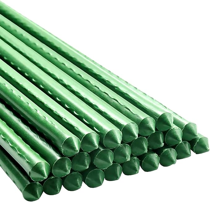 Garden Plant Stakes 24 Inch 2Ft Steel Plant Stick Support, 25 Pack Tomato Stakes by Xuwzenkl