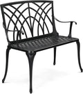 VINGLI 38" Outdoor Metal Bench, Cast Aluminium Garden Bench, Weatherproof by VINGLI