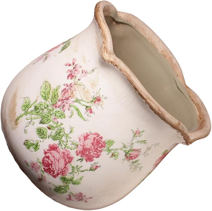 Shabby Chic Flower Pot, 6.11 Inch Ceramic Planter - Image 5