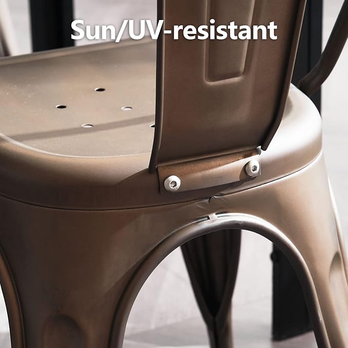 Nazhura Metal Dining Chair Farmhouse Tolix Style - Image 4