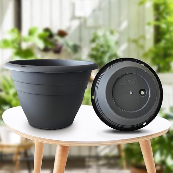 5 Pack 10 Inch Plant Pots for Indoor Outdoor, Plastic Floor Planters - Image 6