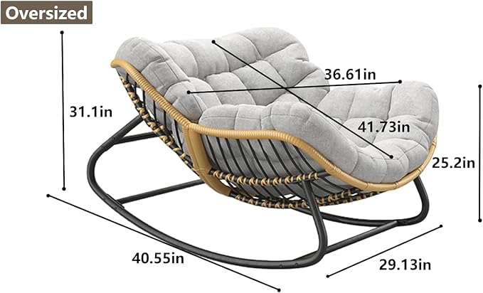 Oversized Papasan Rocking Chair - Image 2