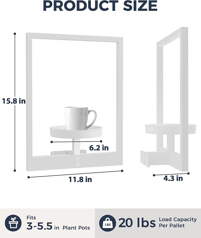 Bamworld White Plant Stand Indoor, Plant Hanger Wall Planters - Image 2
