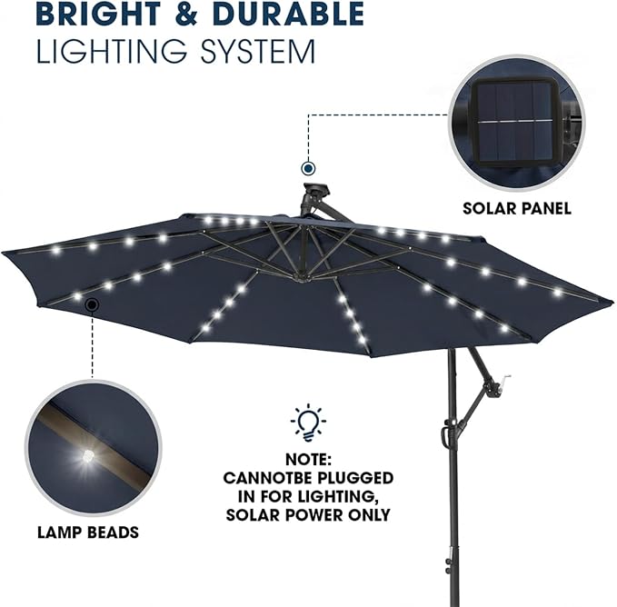 wikiwiki 10ft Solar LED Patio Umbrella - Image 3
