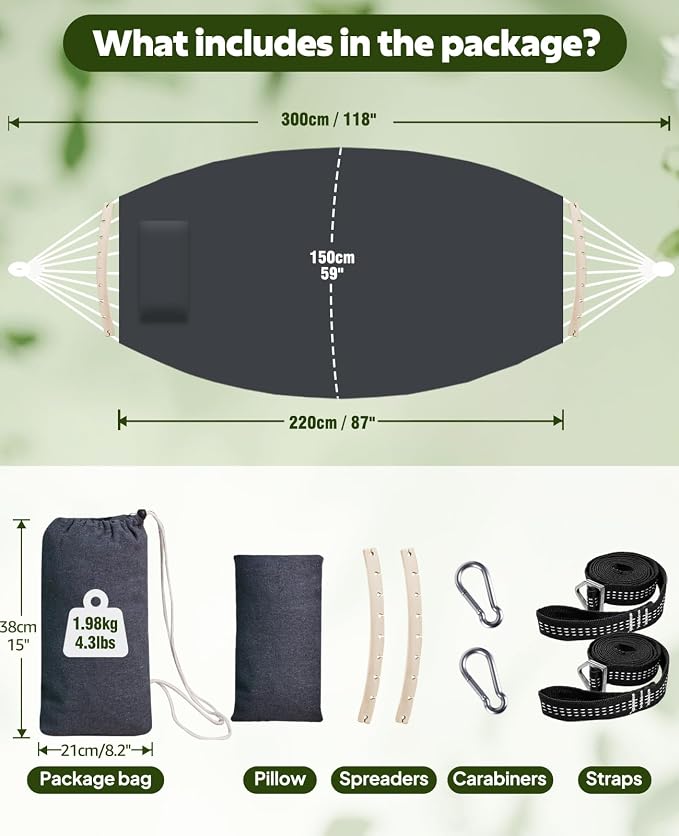 Chihee Hammock for Stand 9.8ft x 4.9ft Soft Cotton Hammock Holds Up to 660lbs - Image 4