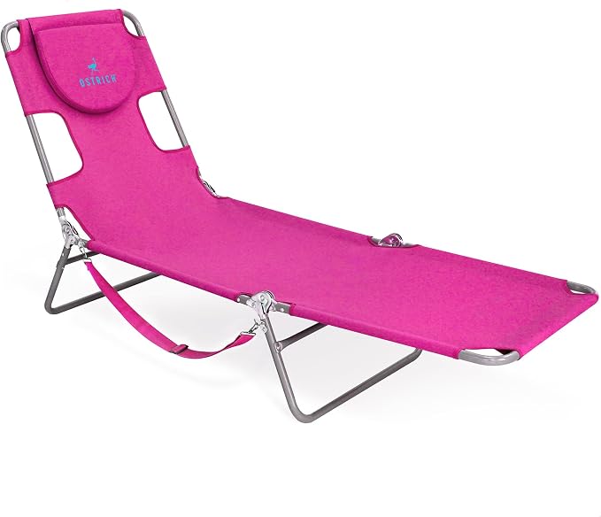 Ostrich Beach Lounge Chair, Folding & Reclining Outdoor Chaise Lounger by OstrichProducts