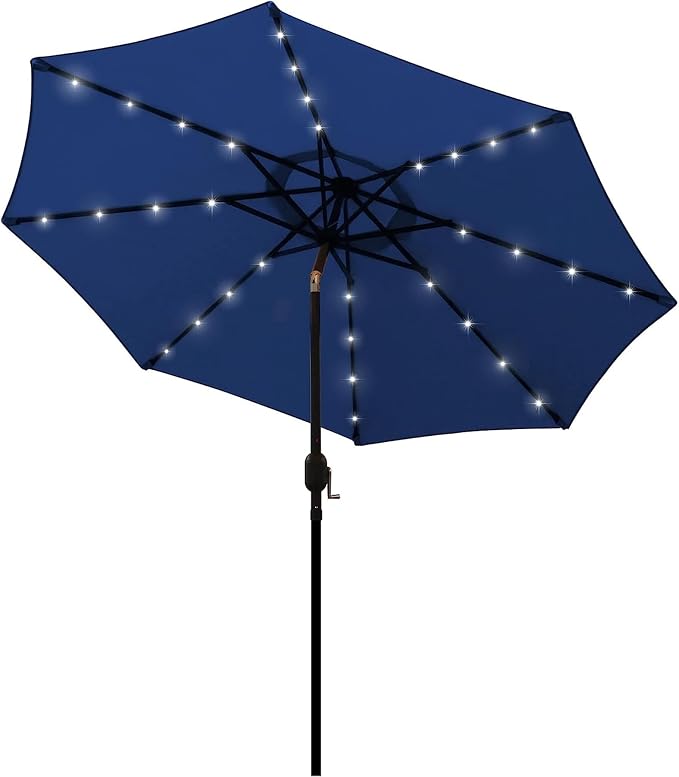 Blissun 9 ft Solar Umbrella 32 LED Lighted Patio Umbrella Table Market Umbrella by Blissun