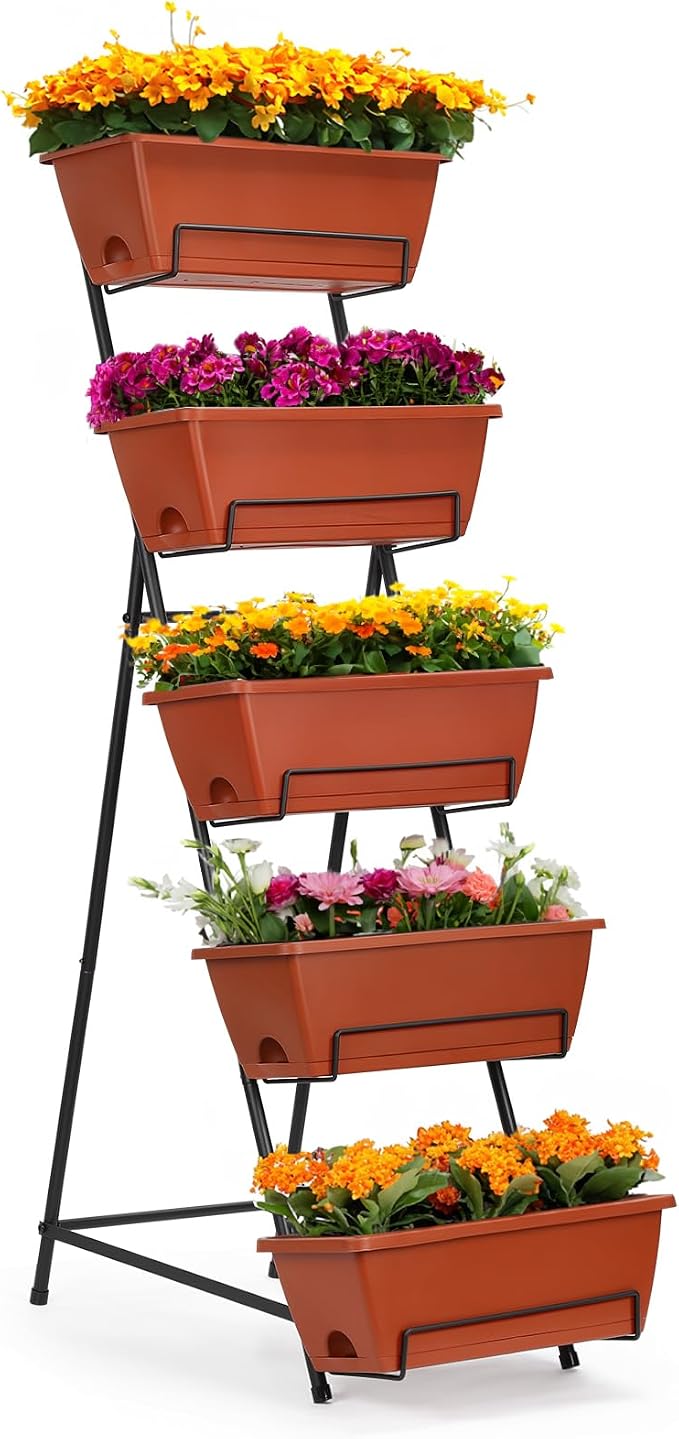 YBING Vertical Garden Bed 5 Tier Vertical Raised Garden Planter Standing Herb by YBING
