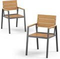 Outdoor Dining Chairs Set of 2, HDPS + Aluminum Patio Dining Chairs by Vexwalx