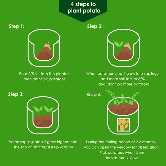 Delxo 5 Pack 7 Gallon Potato Growing Bags, Planter Garden Grow Bags - Image 5