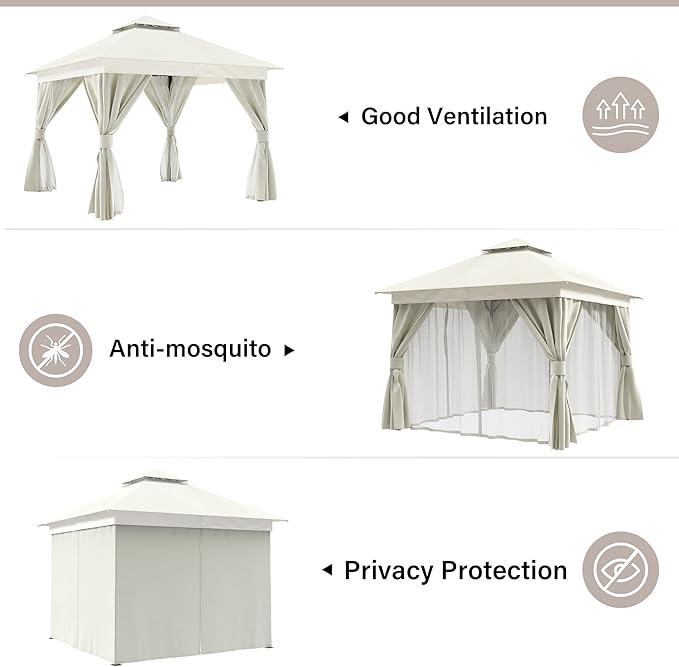 LAUSAINT HOME Semi-Permanent Outdoor Patio Gazebo 10'x10', Heavy Duty Party - Image 9