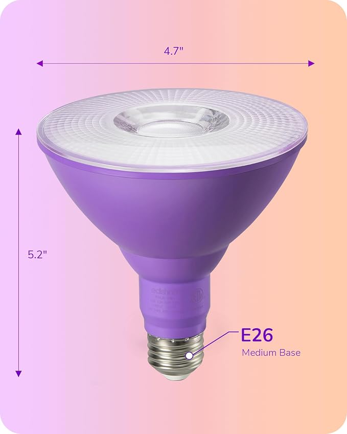 EDISHINE PAR38 Purple & Orange LED Flood Light Bulbs Outdoor, Dimmable LED - Image 7