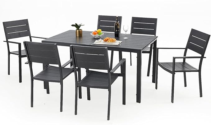 AECOJOY 60" Outdoor Dining Table, Aluminum Patio Table - Image 6