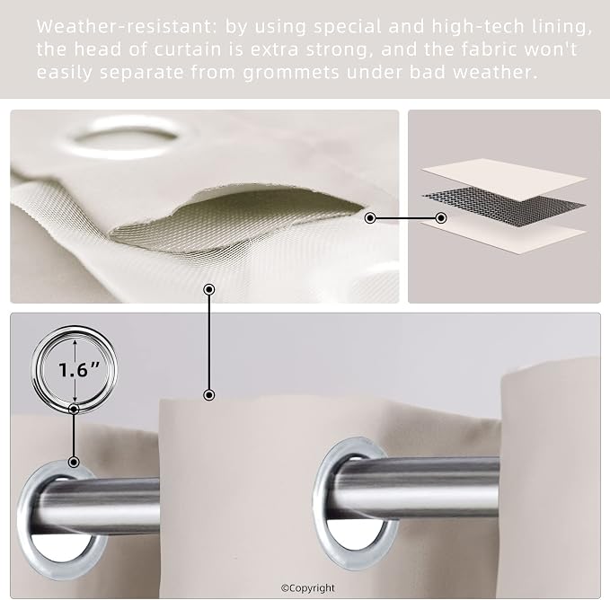 Waterproof Outdoor Curtain W84 x L84 - Image 3